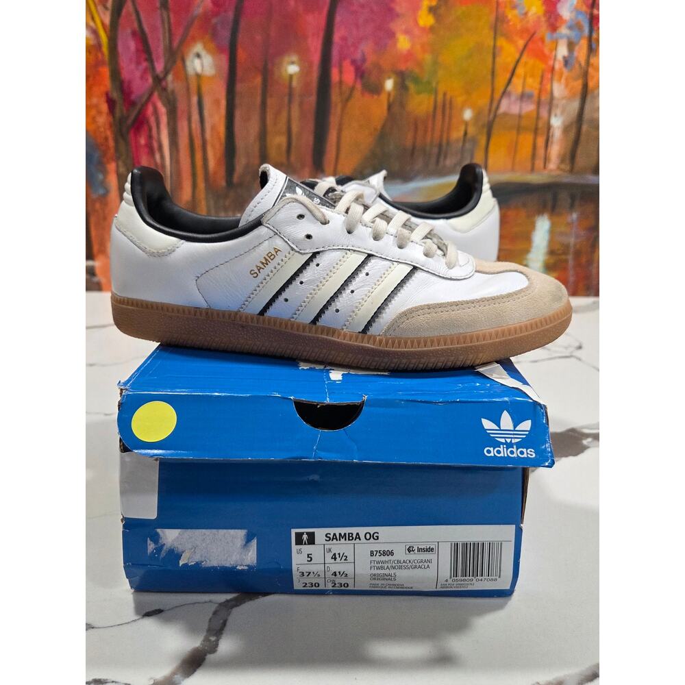 Adidas Samba OG White Black Granite Size 6.5 Women's ID1480 Lifestyle